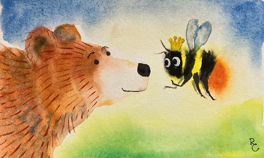 Bär und Hummelkönigin begegnen sich
